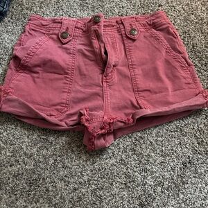 Women's Pink Frayed Shorts